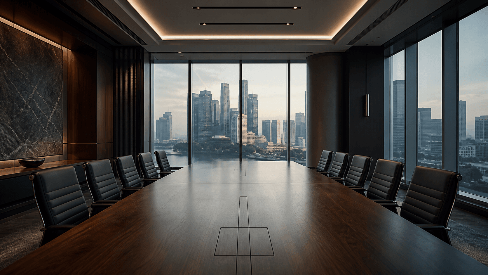 Executive boardroom overlooking Singapore
