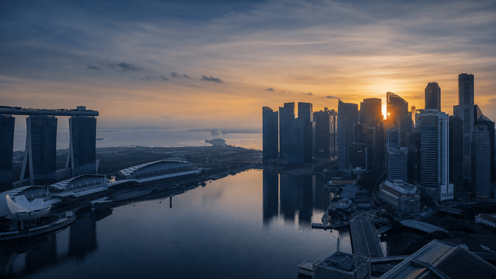 Singapore skyline at sunset